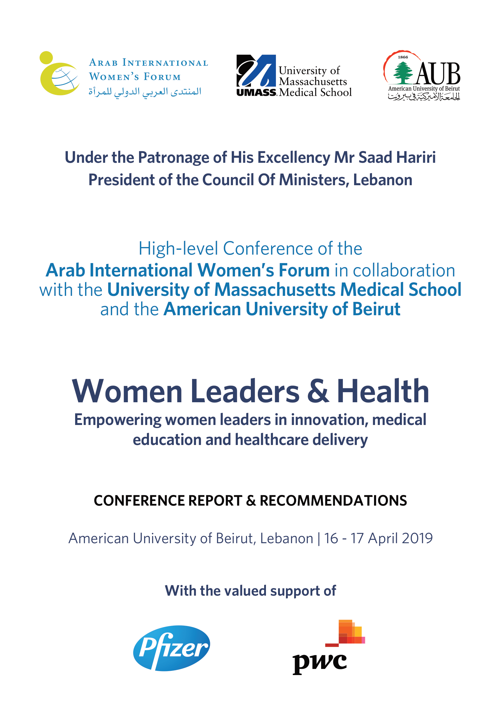 Women Leaders & Health Special Report & Recommendations (Beirut, April 2019)