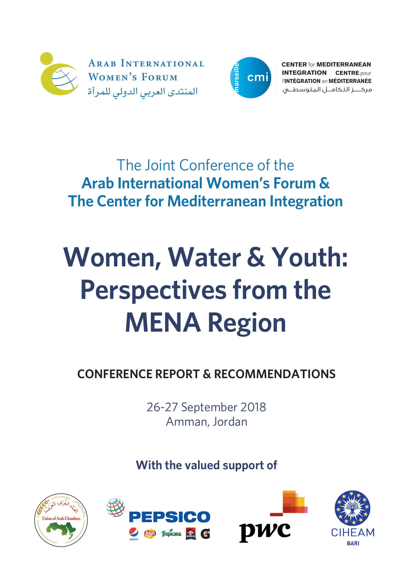Women, Water & Youth Special Report & Recommendations (Amman, September 2018)